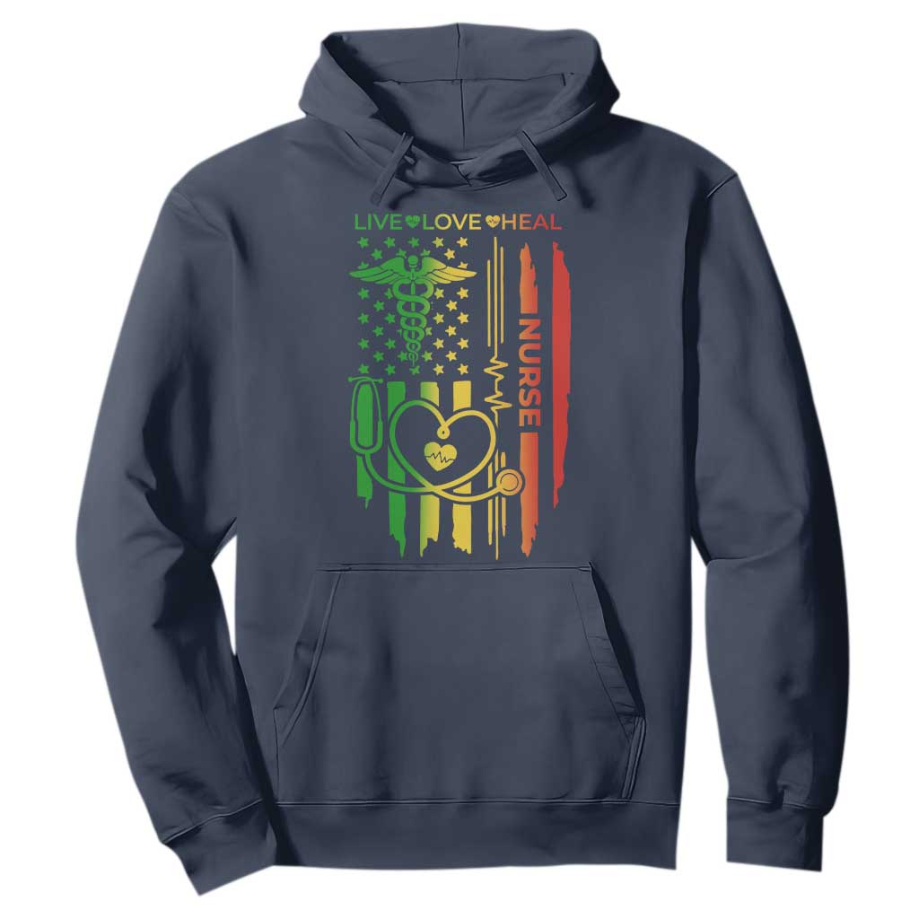 Black Nurse Hoodie American Flag Proud Afro African Women Melanin Pride