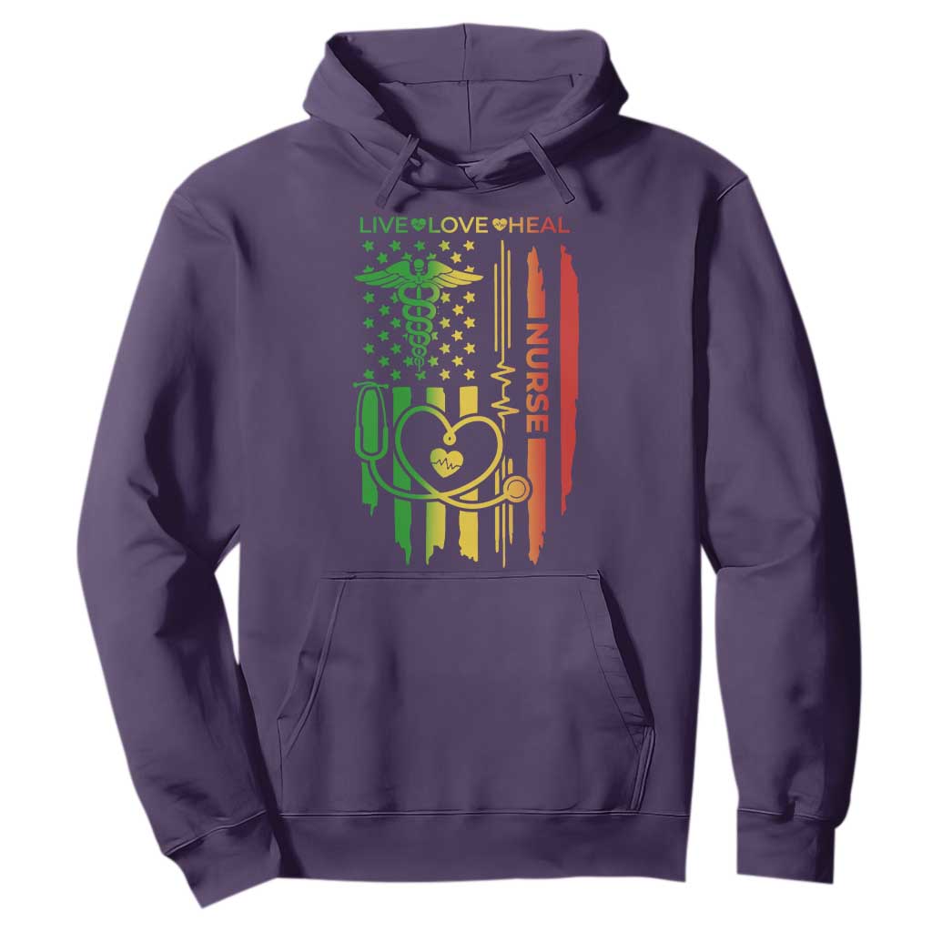 Black Nurse Hoodie American Flag Proud Afro African Women Melanin Pride