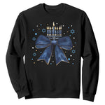 Happy Hanukkah Sweatshirt Coquette Hanukkah Bow Jewish Menorah - African Pride