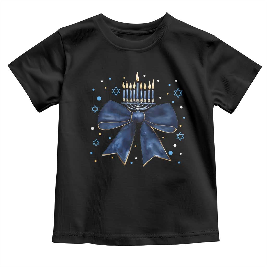 Happy Hanukkah Toddler T Shirt Coquette Hanukkah Bow Jewish Menorah - African Pride