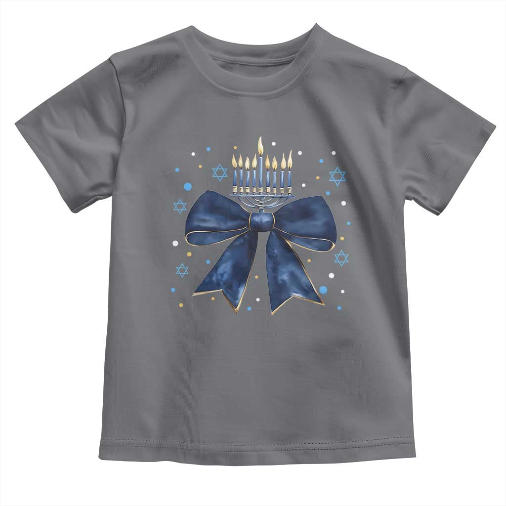 Happy Hanukkah Toddler T Shirt Coquette Hanukkah Bow Jewish Menorah - African Pride