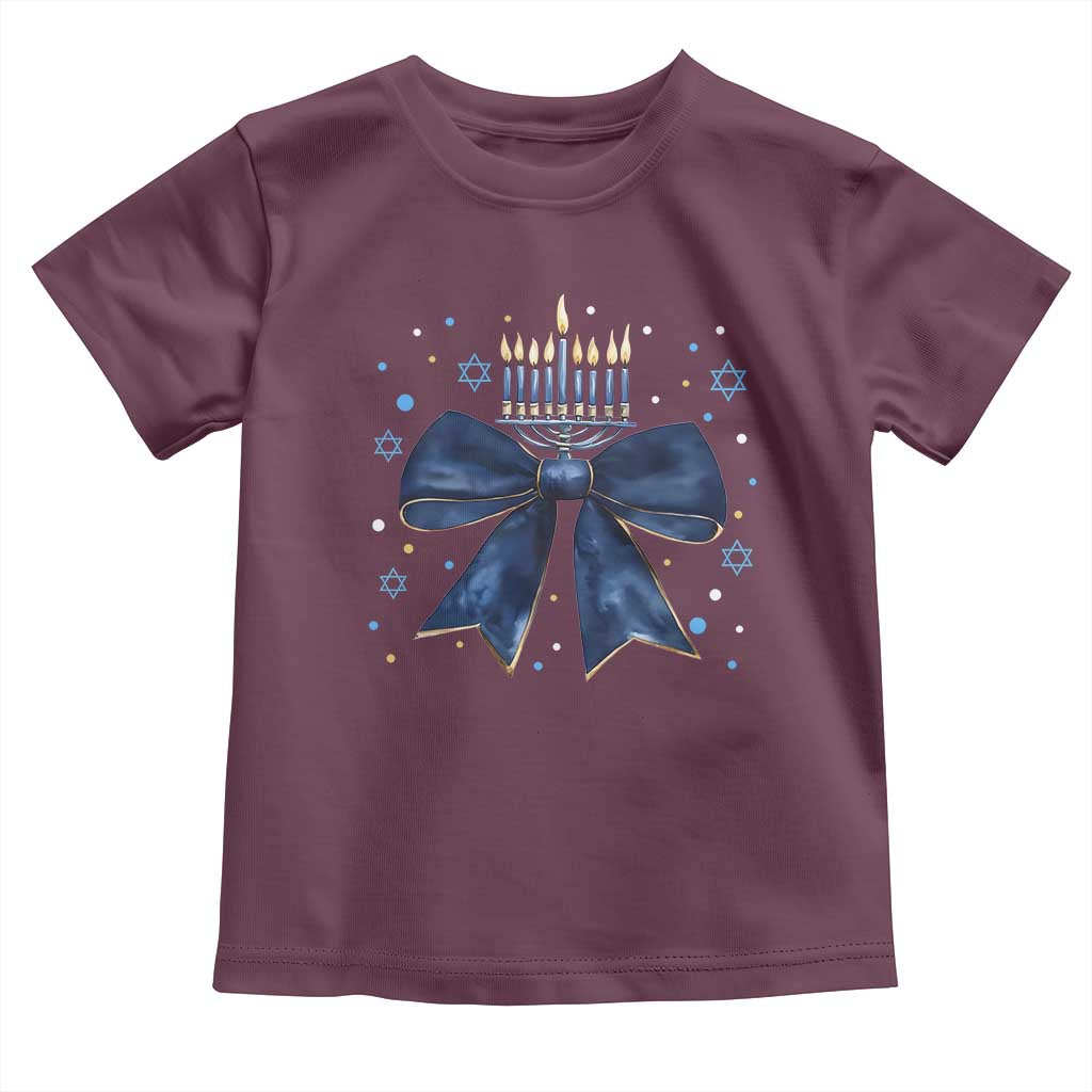 Happy Hanukkah Toddler T Shirt Coquette Hanukkah Bow Jewish Menorah - African Pride