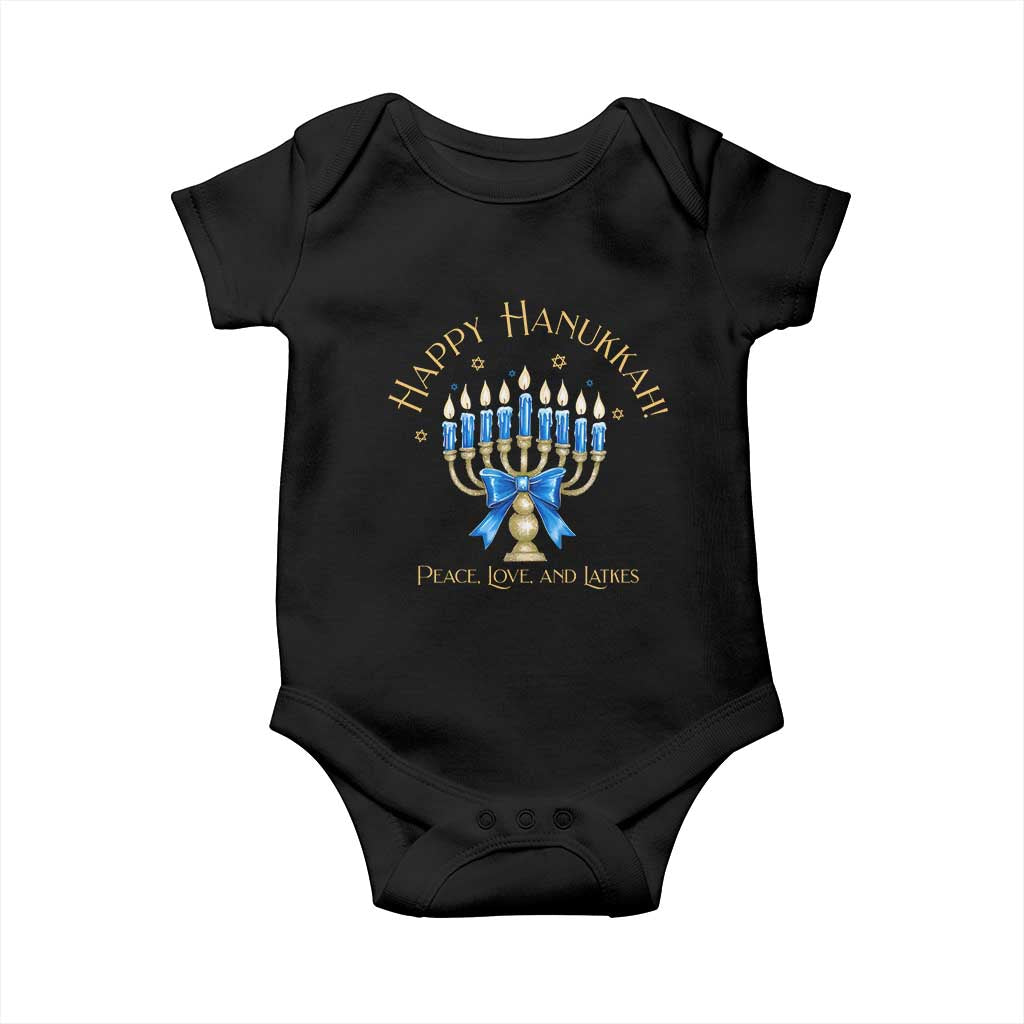 Happy Hanukkah Baby Onesie Jewish Menorah Coquette Bow - African Pride