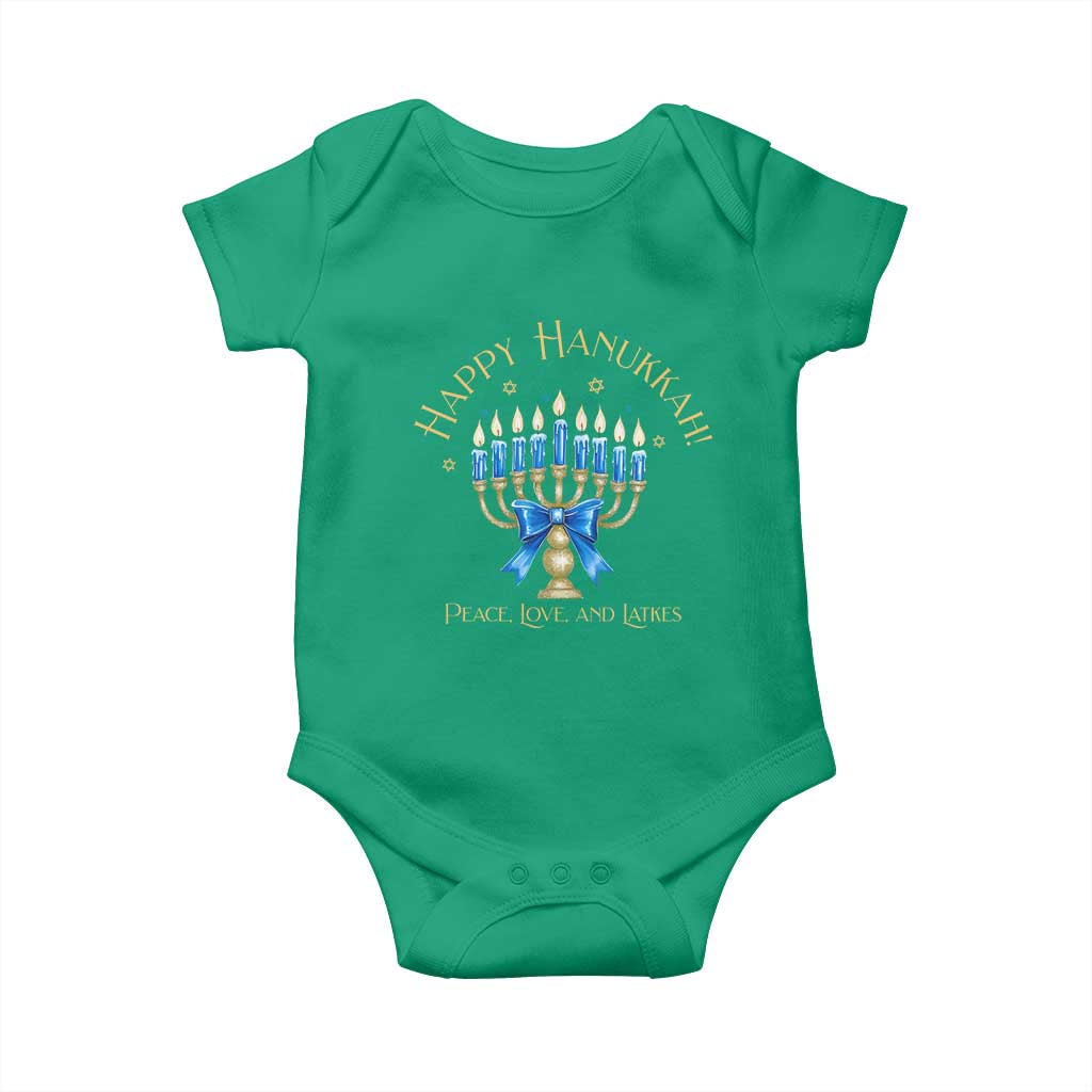 Happy Hanukkah Baby Onesie Jewish Menorah Coquette Bow - African Pride