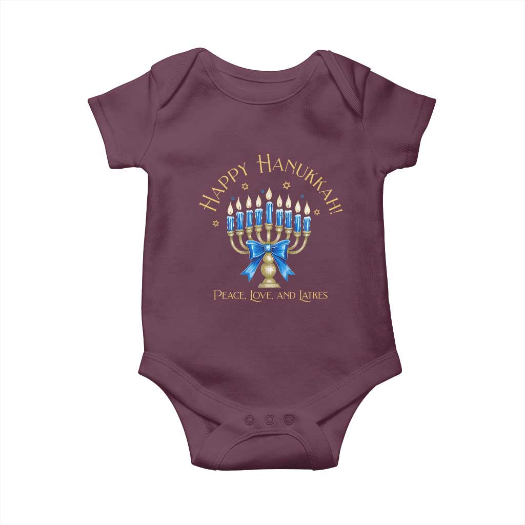 Happy Hanukkah Baby Onesie Jewish Menorah Coquette Bow - African Pride