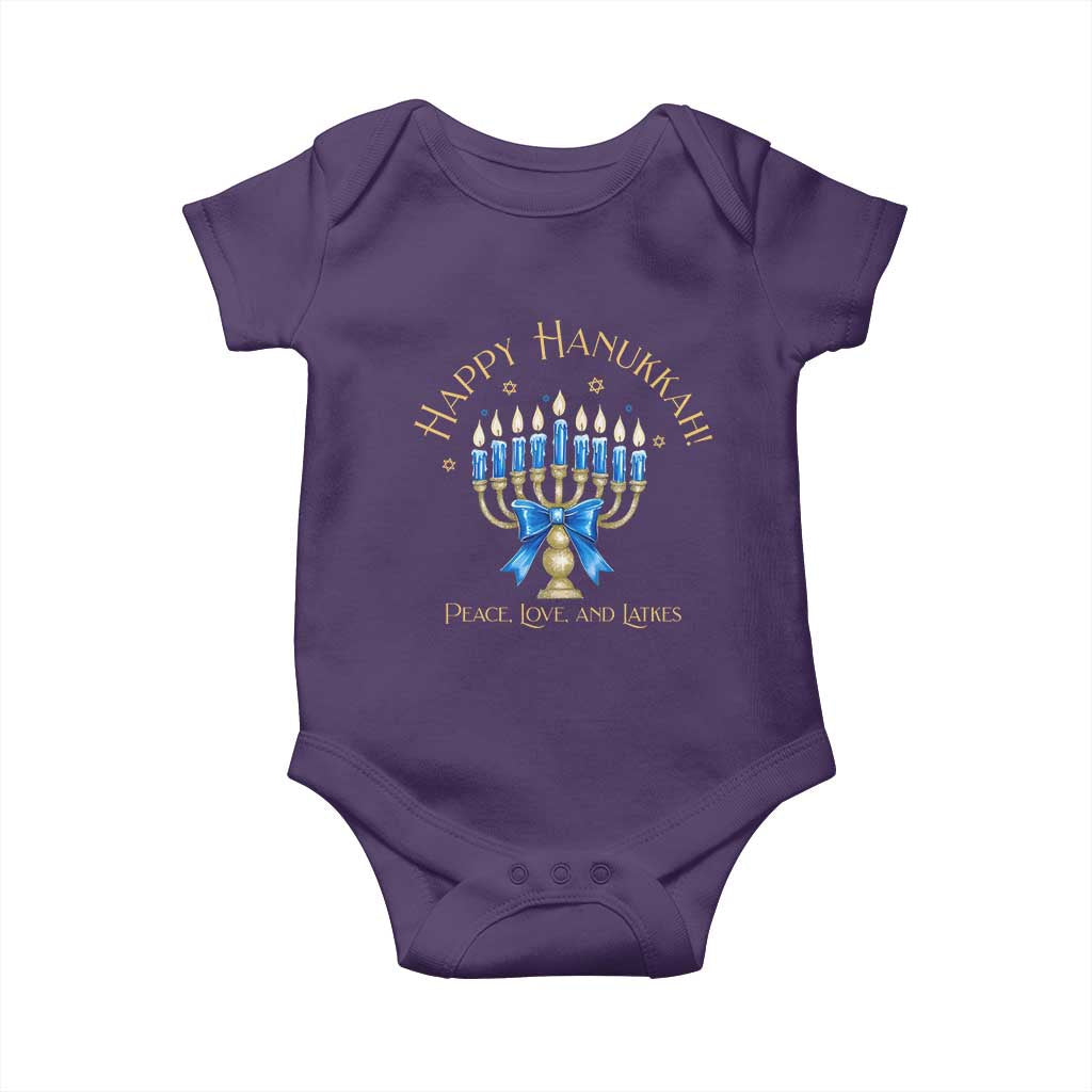 Happy Hanukkah Baby Onesie Jewish Menorah Coquette Bow - African Pride