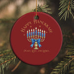 Happy Hanukkah Christmas Ornament Jewish Menorah Coquette Bow - African Pride