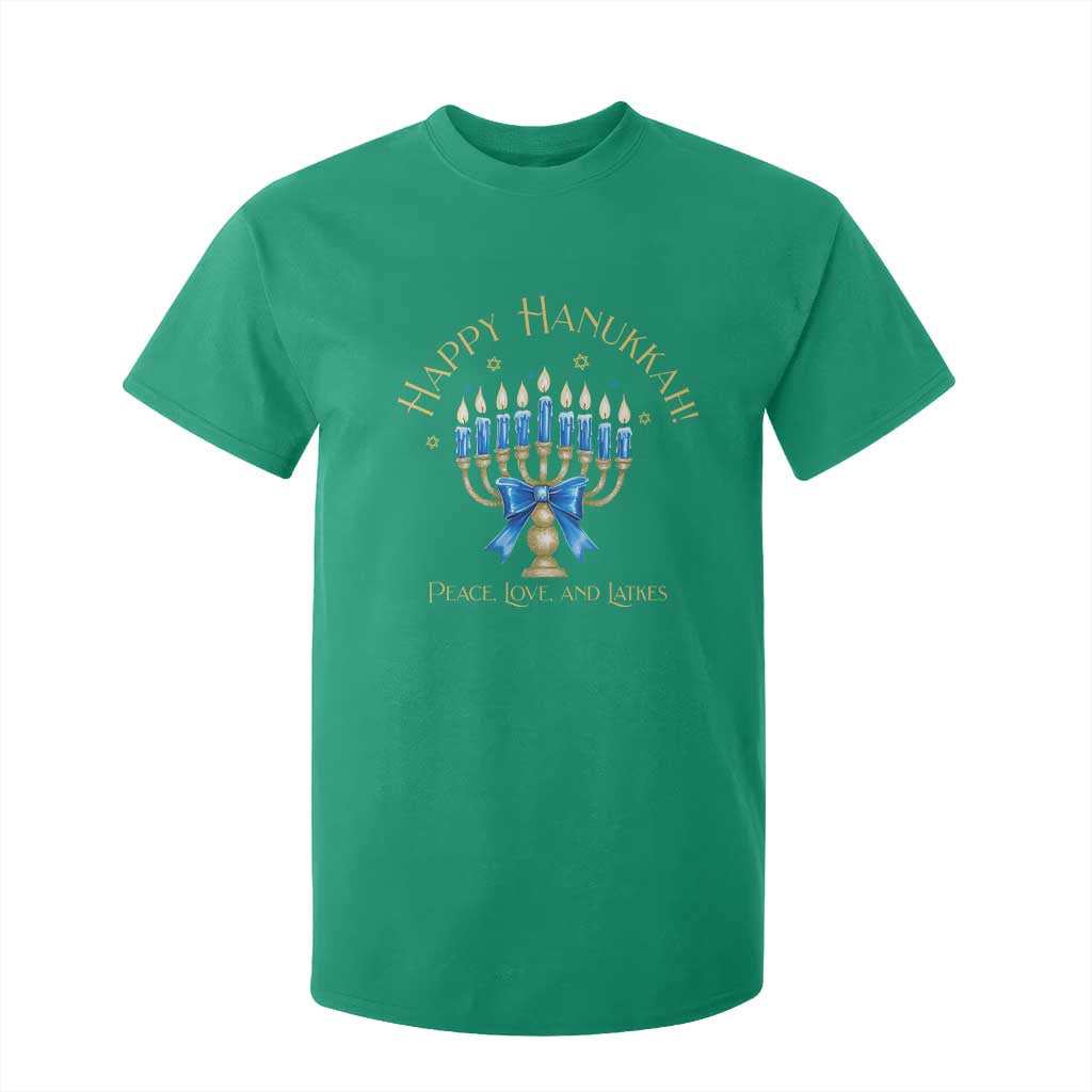 Happy Hanukkah T Shirt For Kid Jewish Menorah Coquette Bow - African Pride