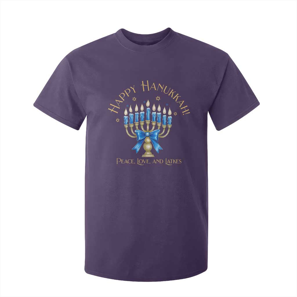 Happy Hanukkah T Shirt For Kid Jewish Menorah Coquette Bow - African Pride
