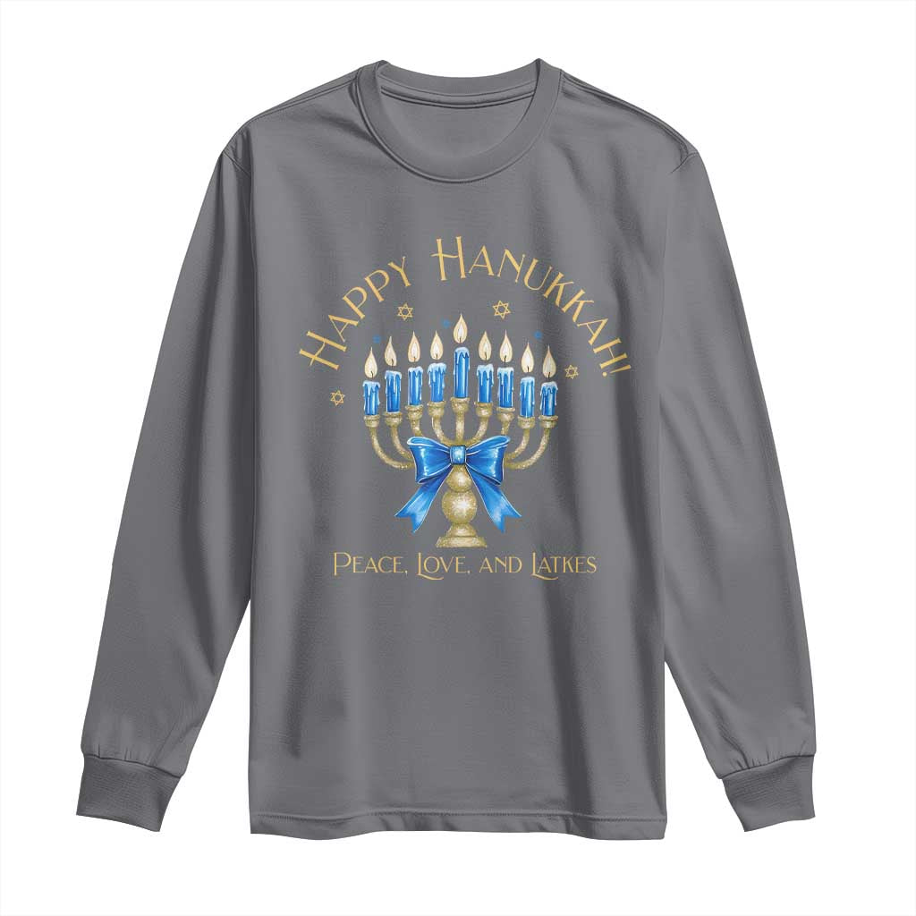 Happy Hanukkah Long Sleeve Shirt Jewish Menorah Coquette Bow - African Pride