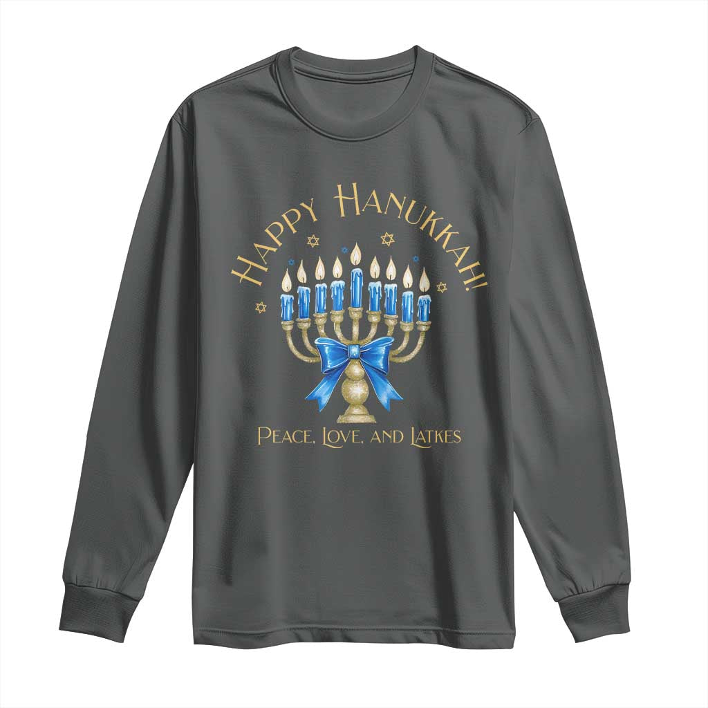 Happy Hanukkah Long Sleeve Shirt Jewish Menorah Coquette Bow - African Pride