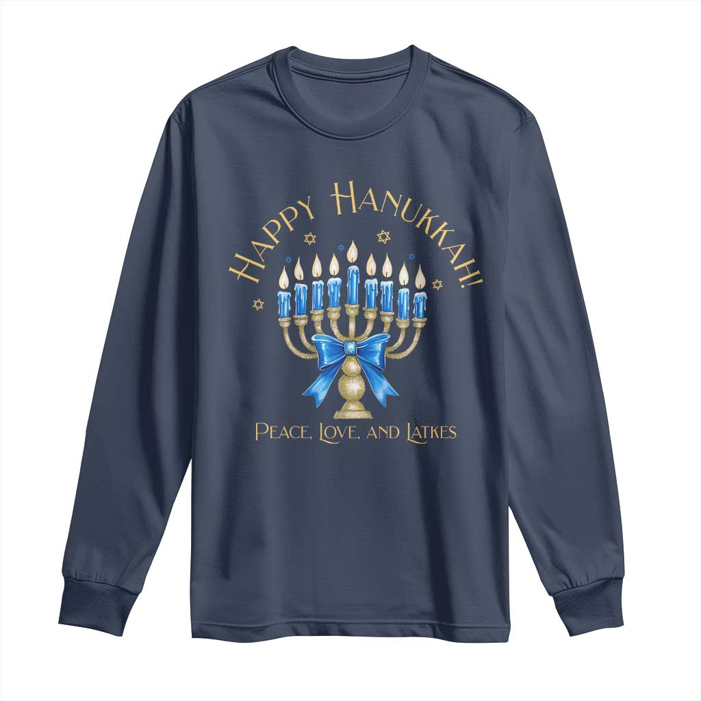 Happy Hanukkah Long Sleeve Shirt Jewish Menorah Coquette Bow - African Pride