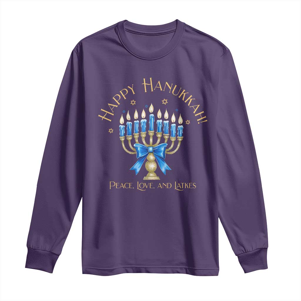 Happy Hanukkah Long Sleeve Shirt Jewish Menorah Coquette Bow - African Pride