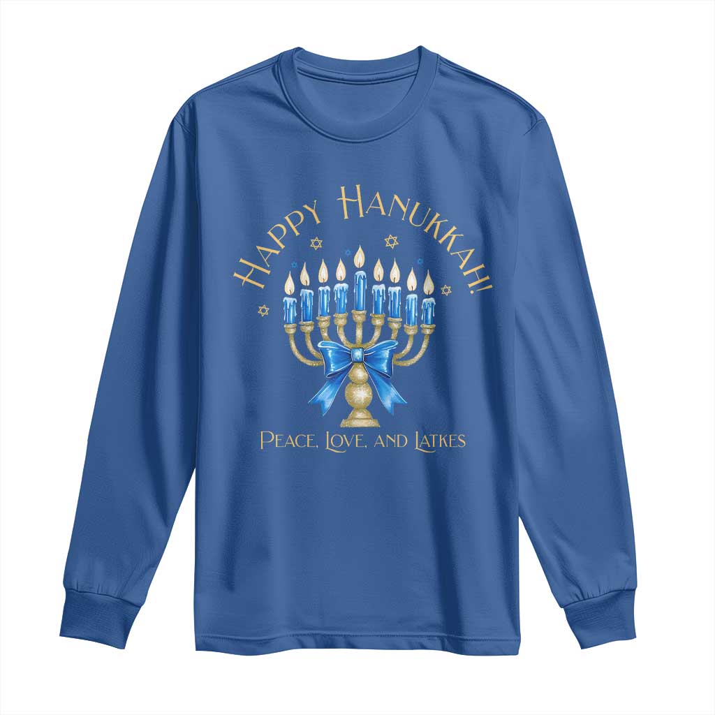 Happy Hanukkah Long Sleeve Shirt Jewish Menorah Coquette Bow - African Pride