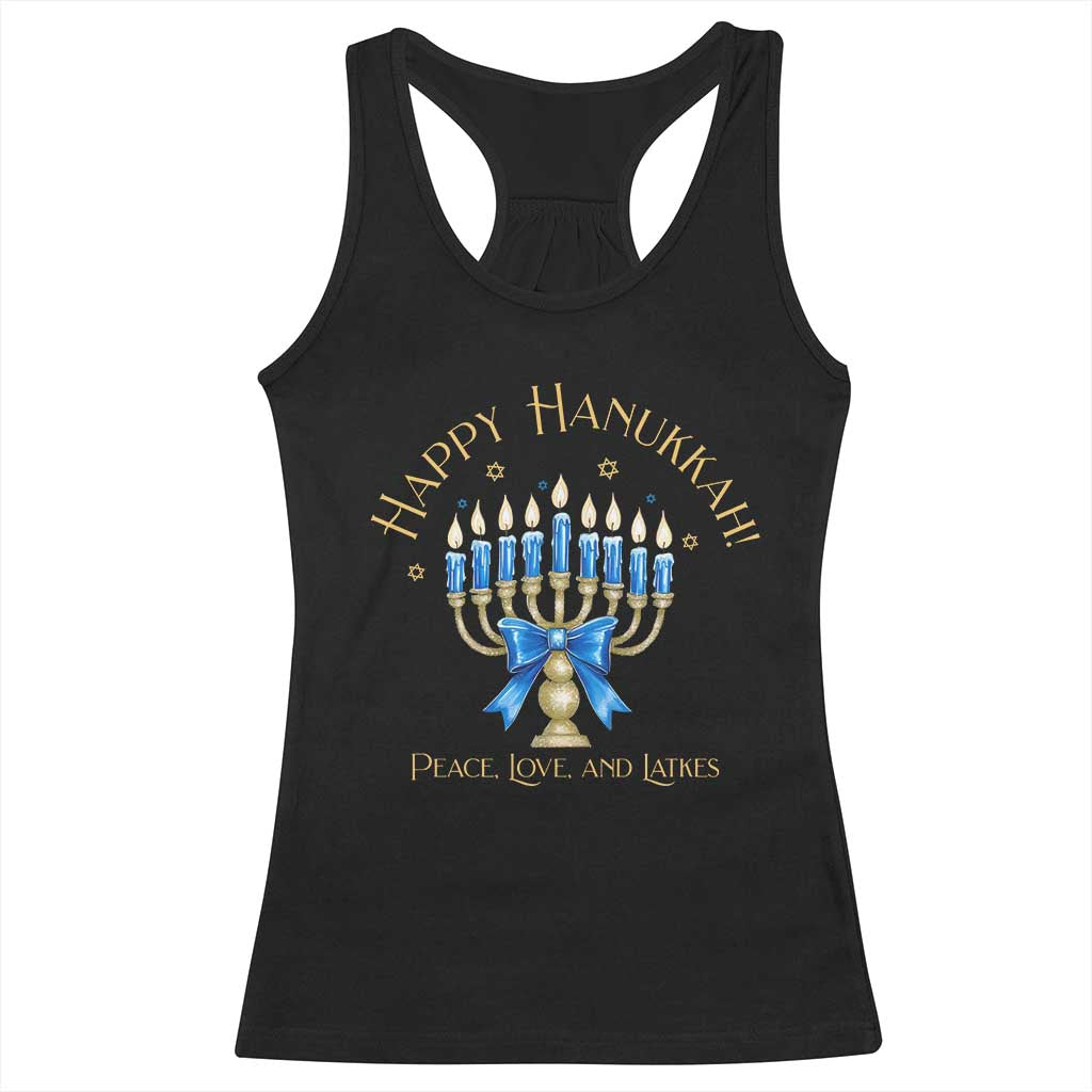 Happy Hanukkah Racerback Tank Top Jewish Menorah Coquette Bow - African Pride