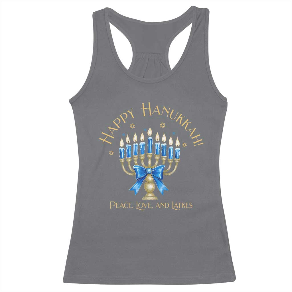 Happy Hanukkah Racerback Tank Top Jewish Menorah Coquette Bow - African Pride