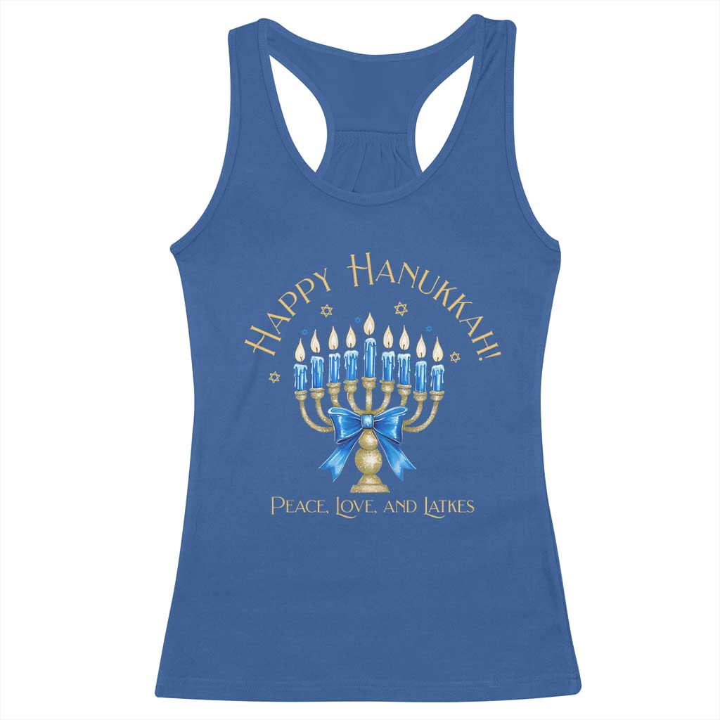 Happy Hanukkah Racerback Tank Top Jewish Menorah Coquette Bow - African Pride