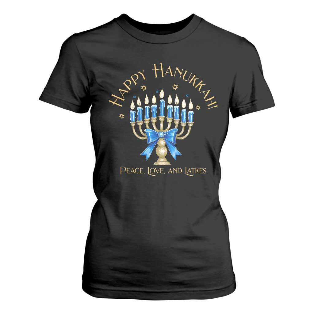 Happy Hanukkah T Shirt For Women Jewish Menorah Coquette Bow - African Pride