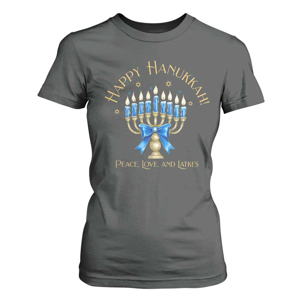 Happy Hanukkah T Shirt For Women Jewish Menorah Coquette Bow - African Pride