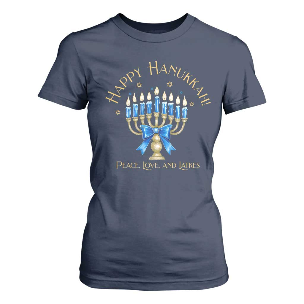 Happy Hanukkah T Shirt For Women Jewish Menorah Coquette Bow - African Pride