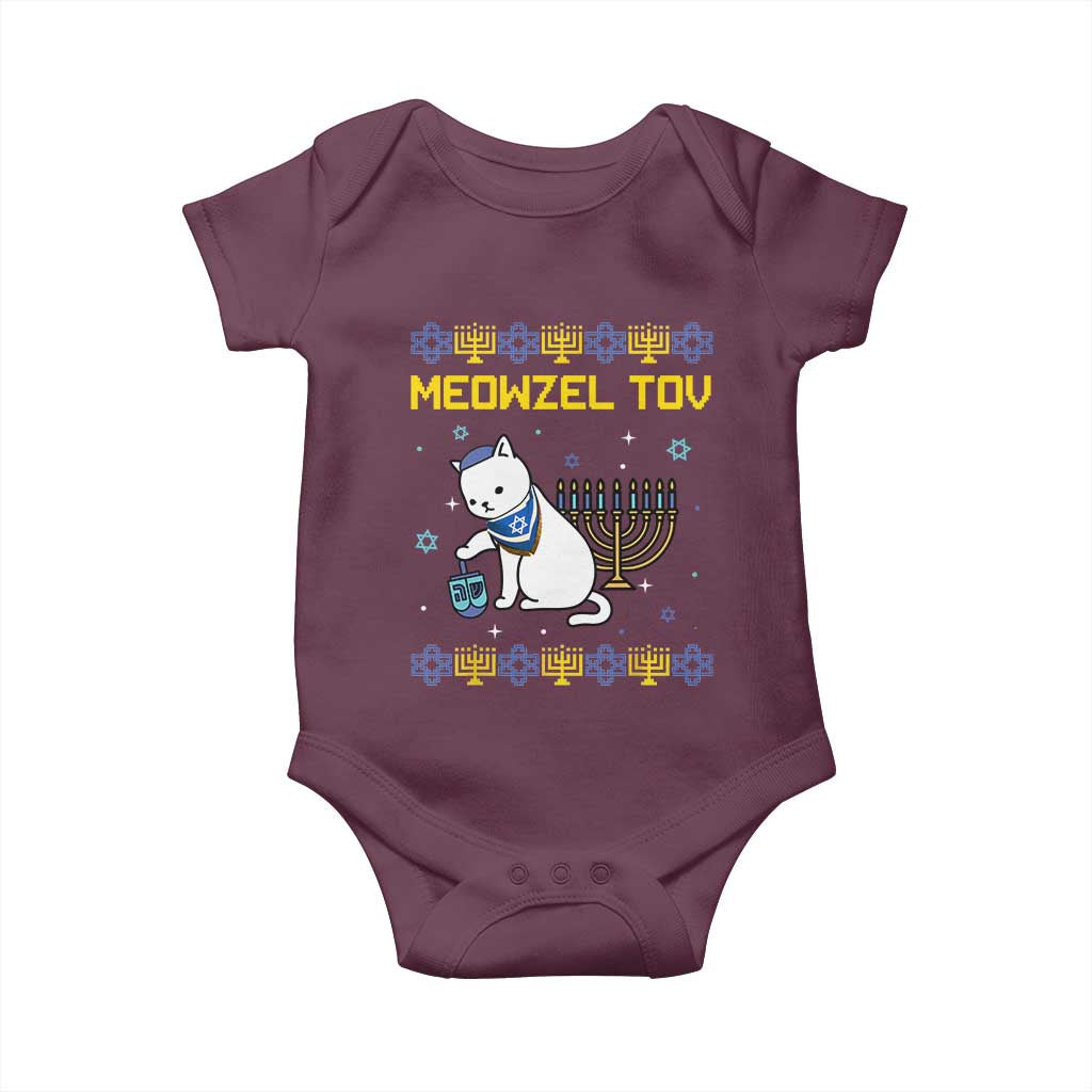 Happy Hanukkah Baby Onesie Menorah Meowzel Tov Ugly Hanukkah - African Pride