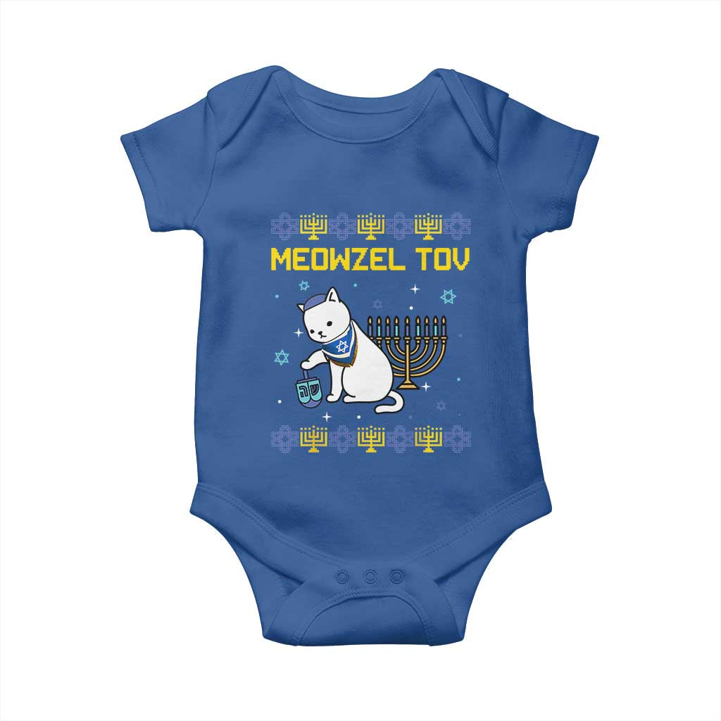 Happy Hanukkah Baby Onesie Menorah Meowzel Tov Ugly Hanukkah - African Pride