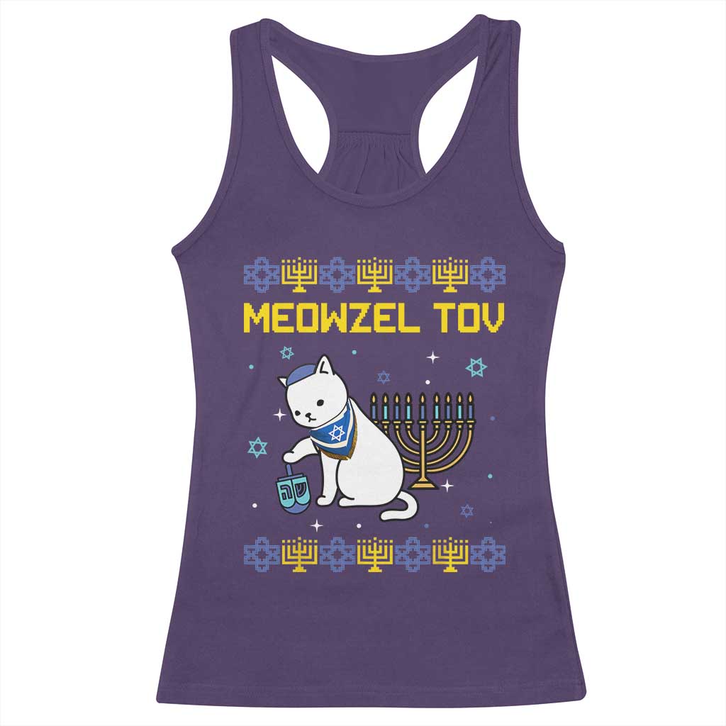 Happy Hanukkah Racerback Tank Top Menorah Meowzel Tov Ugly Hanukkah - African Pride