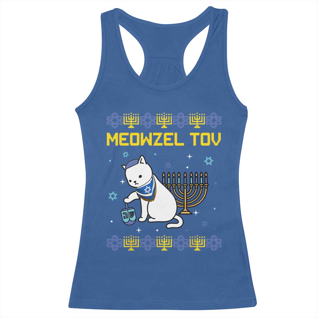 Happy Hanukkah Racerback Tank Top Menorah Meowzel Tov Ugly Hanukkah - African Pride