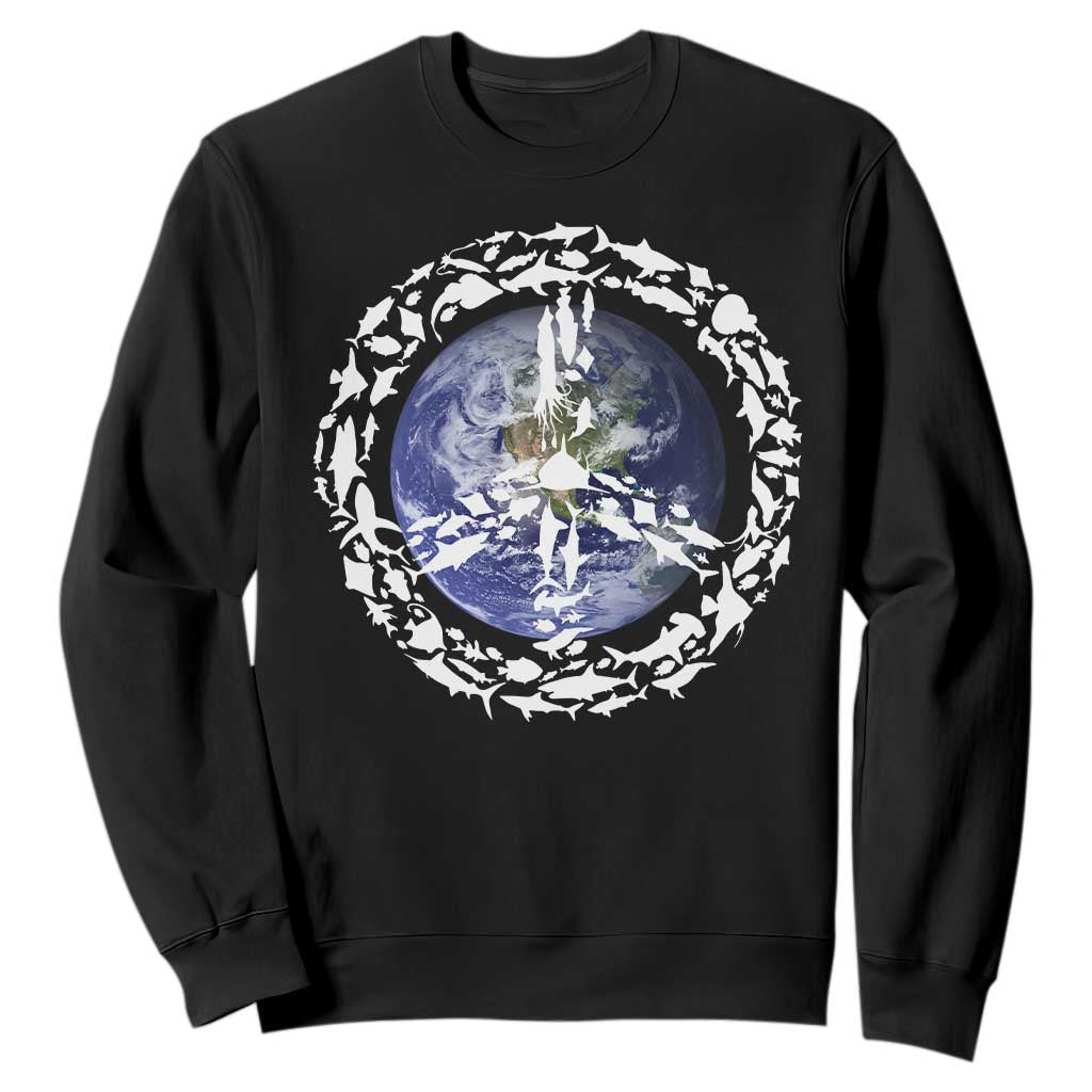 Earth Day Sweatshirt Save the Planet Peace Sign Positive Vibes