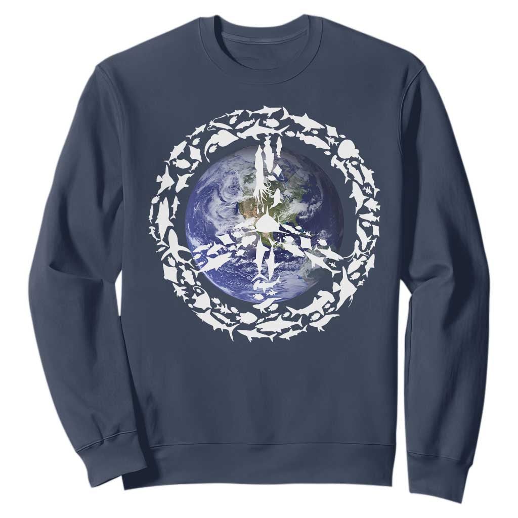 Earth Day Sweatshirt Save the Planet Peace Sign Positive Vibes