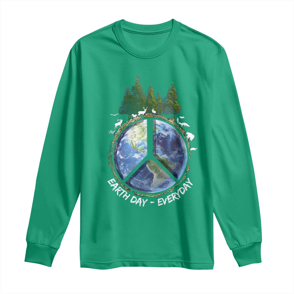 Earth Day Long Sleeve Shirt Everyday Peace Sign Positive Vibes