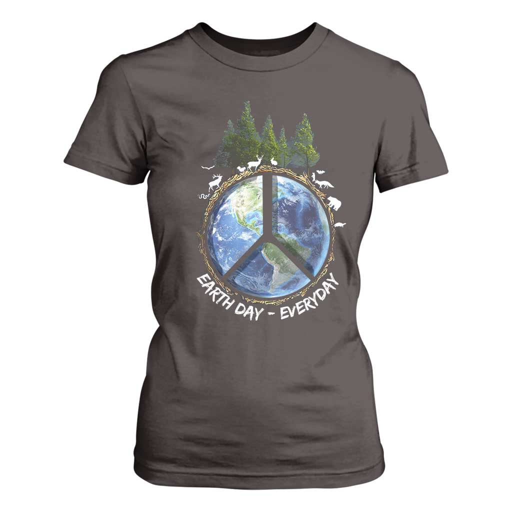 Earth Day T Shirt For Women Everyday Peace Sign Positive Vibes