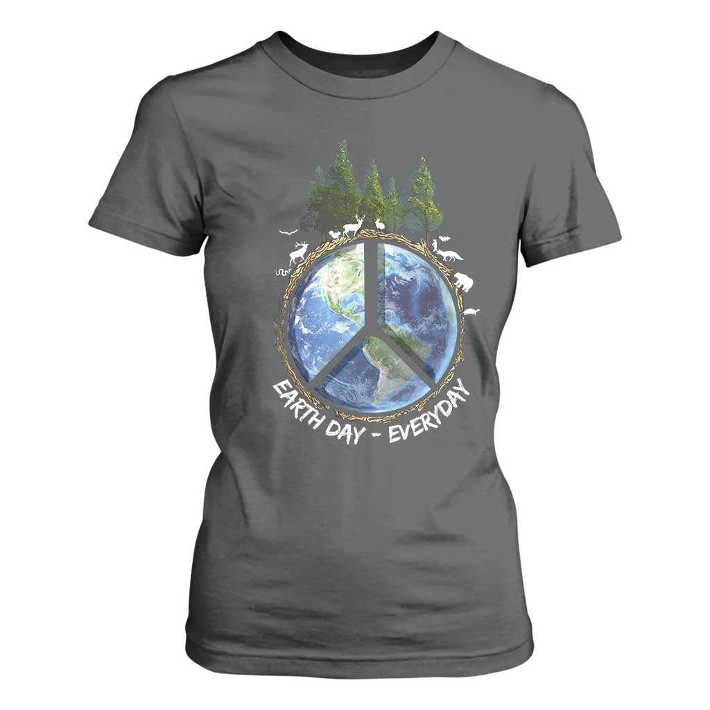 Earth Day T Shirt For Women Everyday Peace Sign Positive Vibes