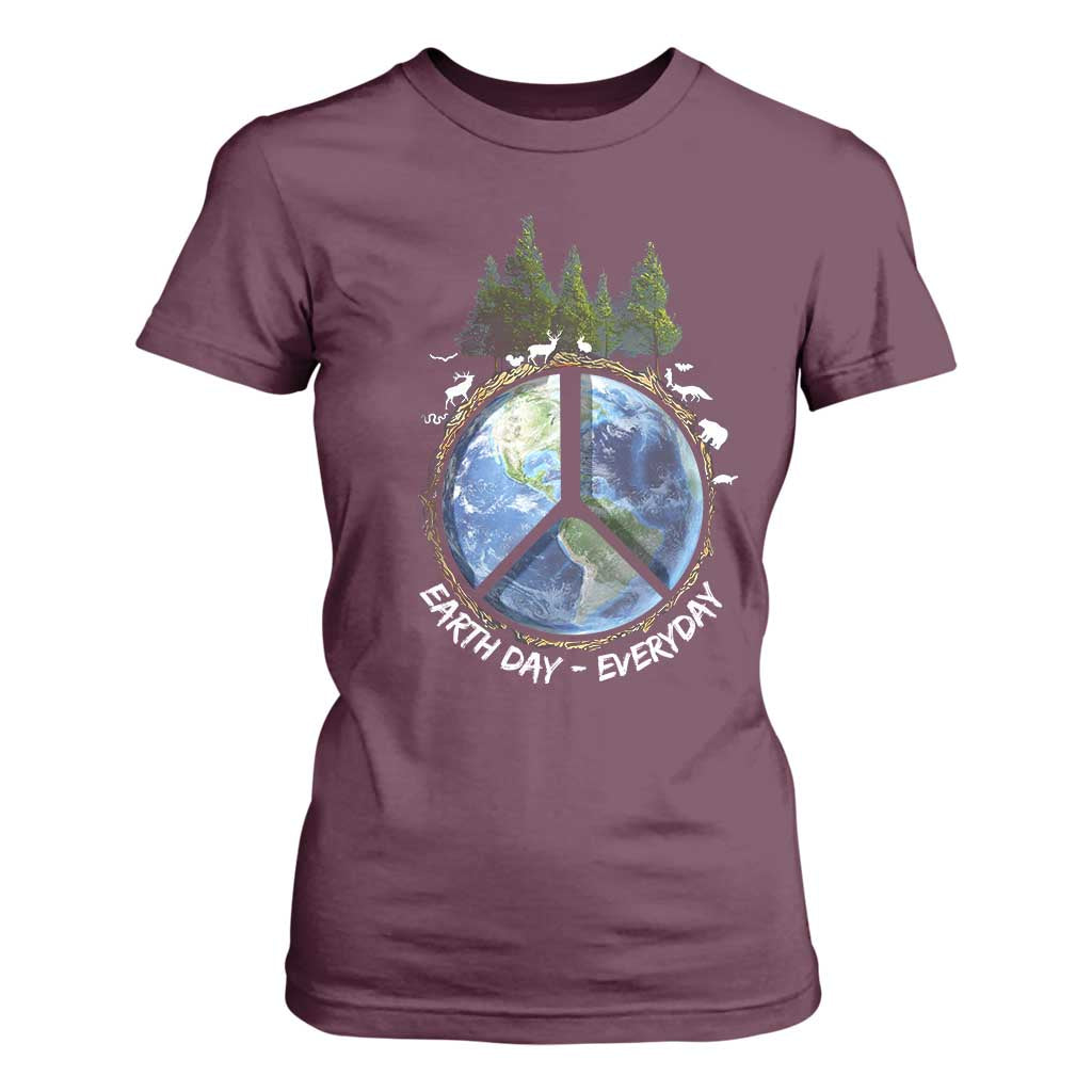 Earth Day T Shirt For Women Everyday Peace Sign Positive Vibes