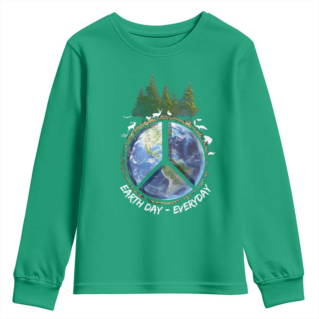 Earth Day Youth Sweatshirt Everyday Peace Sign Positive Vibes