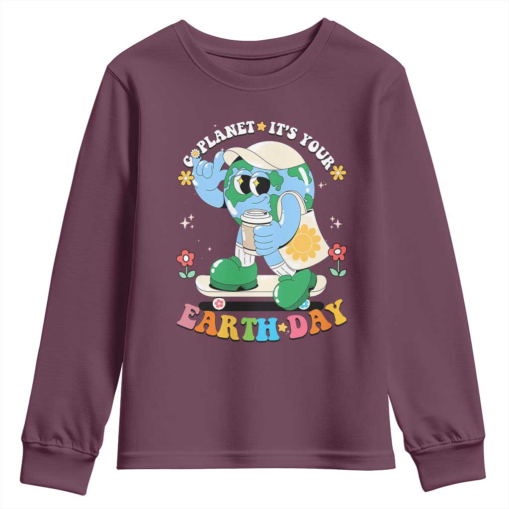 Earth Day Youth Sweatshirt Cute Go Planet Its Your Earthday Groovy