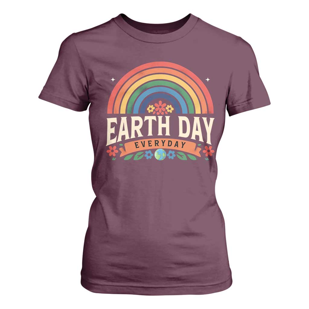 Earth Day T Shirt For Women Everyday Retro Rainbow