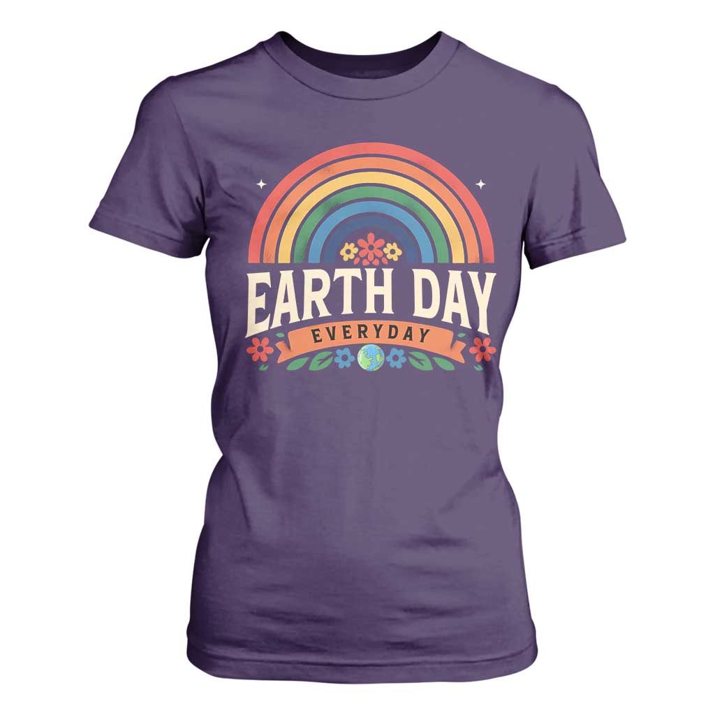 Earth Day T Shirt For Women Everyday Retro Rainbow