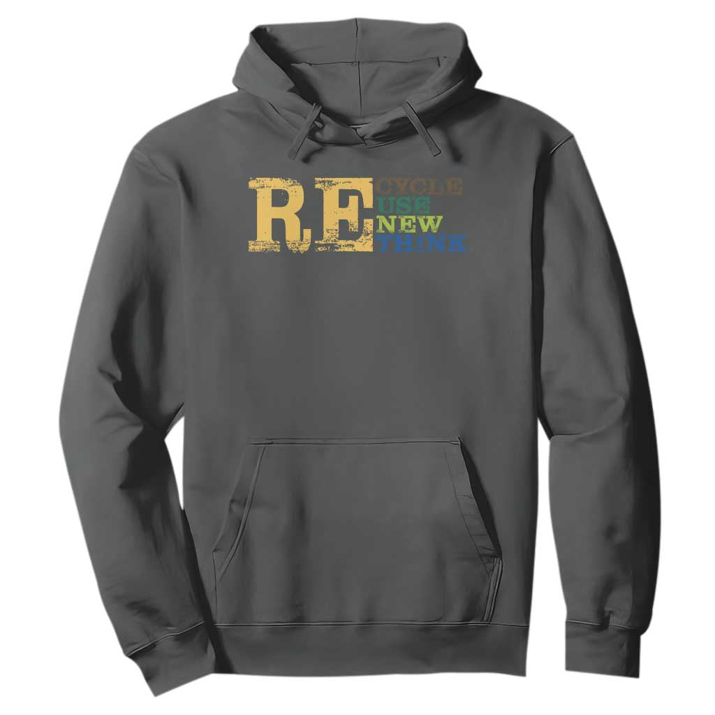 Retro Earth Day Hoodie Recycle Reuse Renew Rethink Protect Earth
