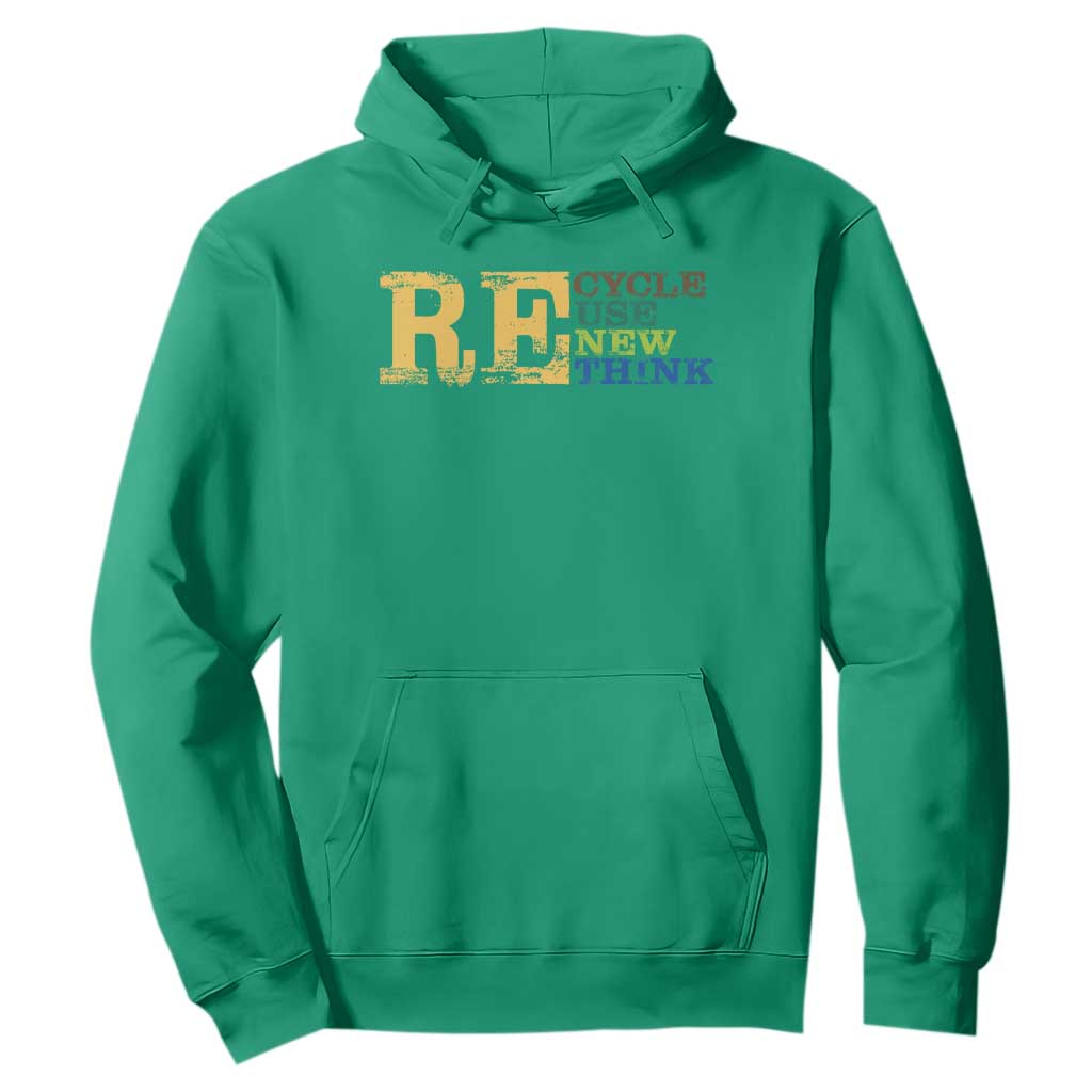 Retro Earth Day Hoodie Recycle Reuse Renew Rethink Protect Earth