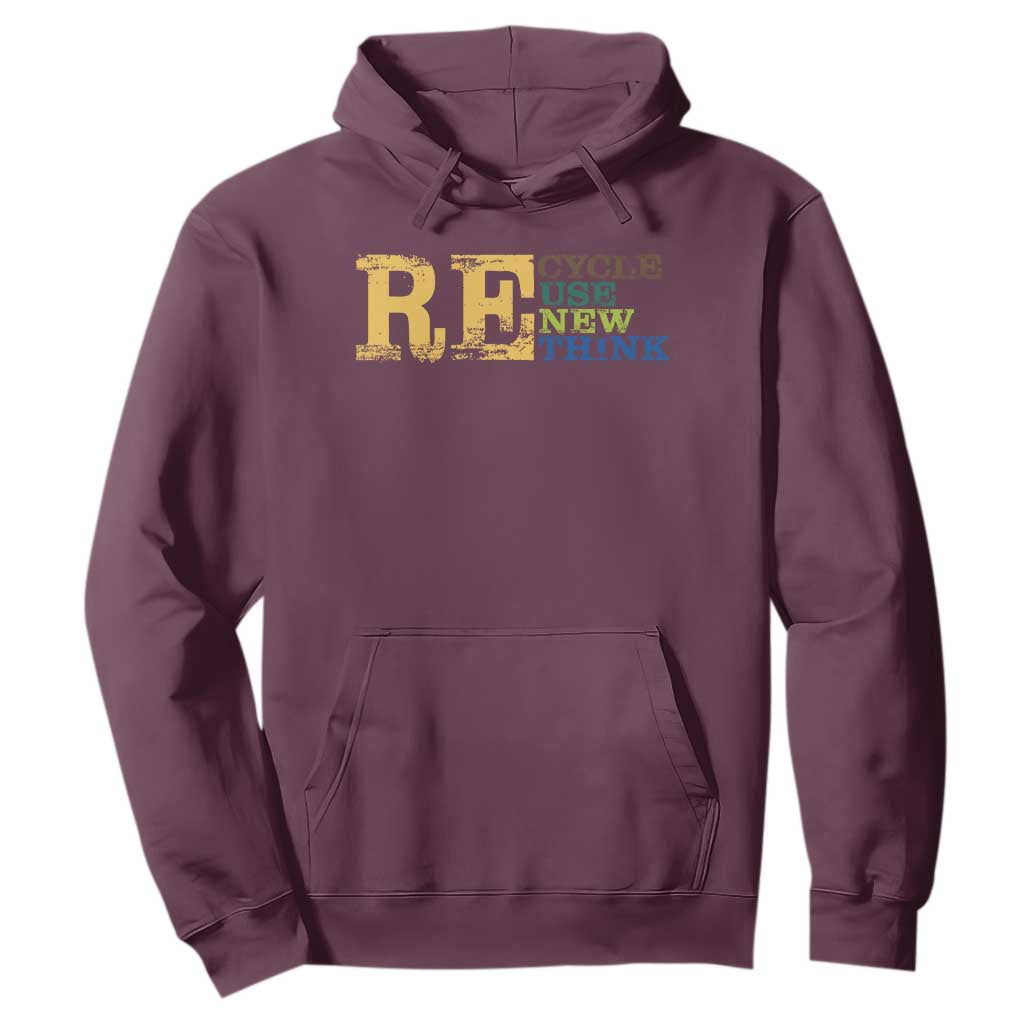 Retro Earth Day Hoodie Recycle Reuse Renew Rethink Protect Earth