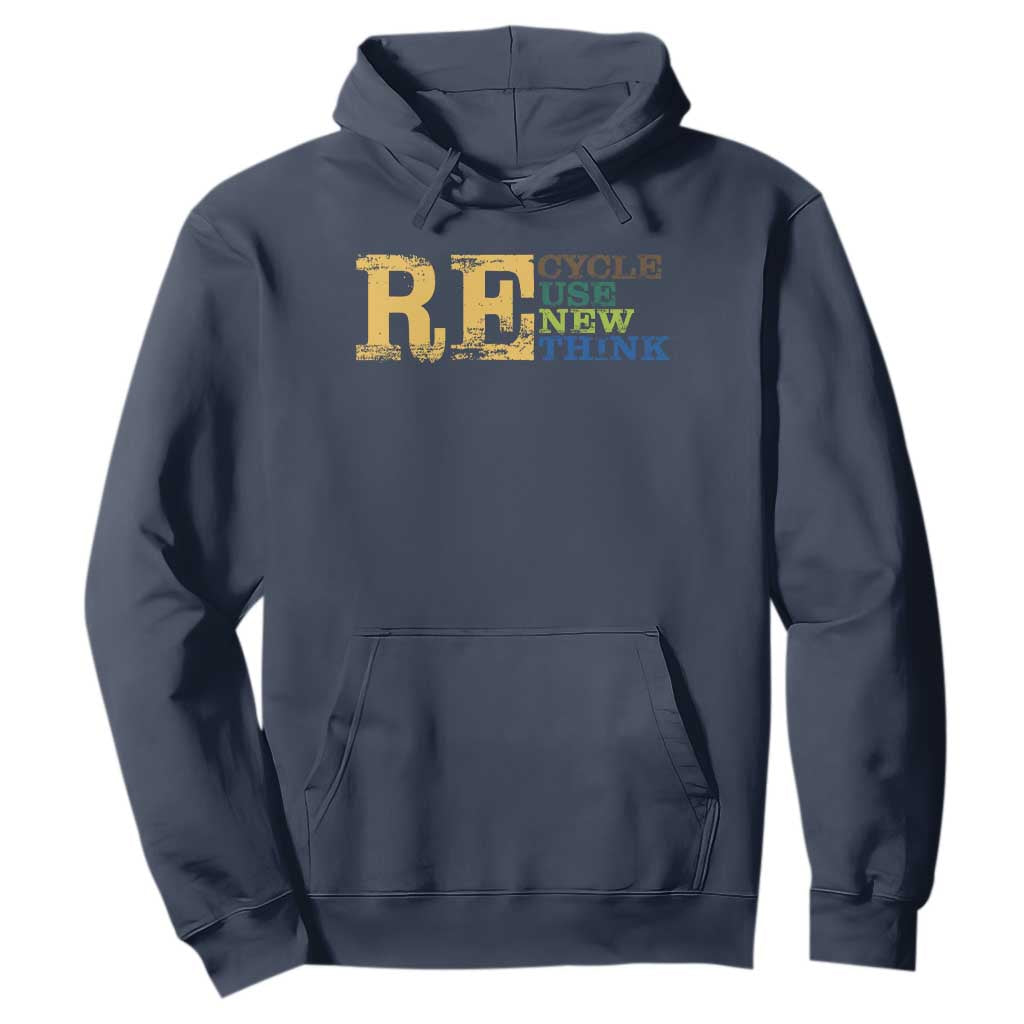Retro Earth Day Hoodie Recycle Reuse Renew Rethink Protect Earth