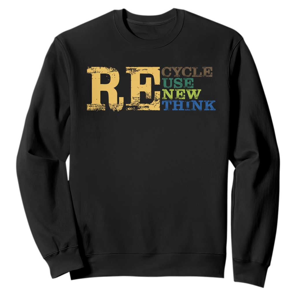 Retro Earth Day Sweatshirt Recycle Reuse Renew Rethink Protect Earth
