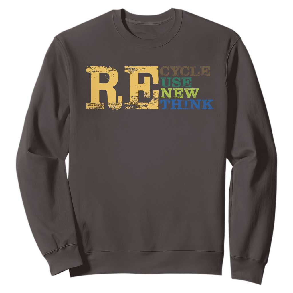 Retro Earth Day Sweatshirt Recycle Reuse Renew Rethink Protect Earth