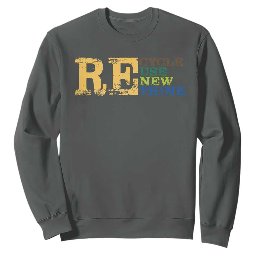 Retro Earth Day Sweatshirt Recycle Reuse Renew Rethink Protect Earth
