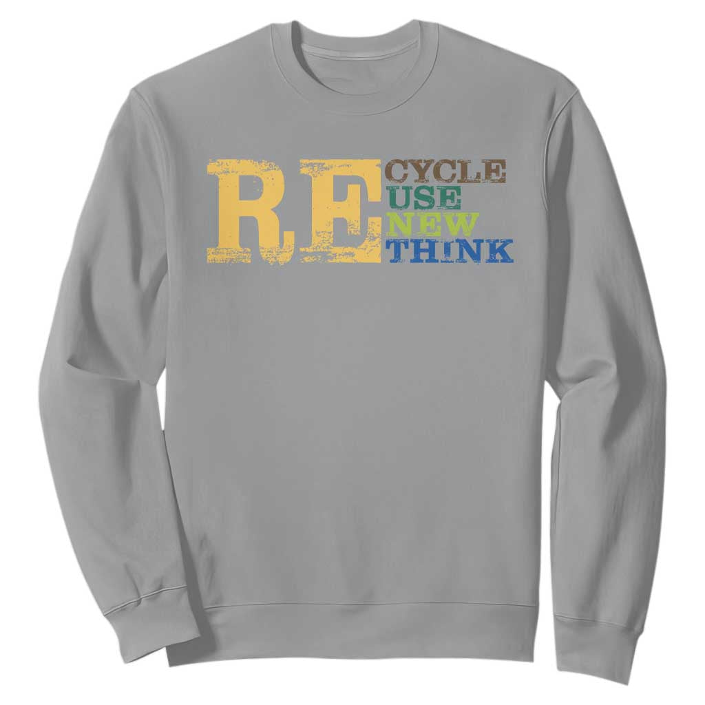 Retro Earth Day Sweatshirt Recycle Reuse Renew Rethink Protect Earth