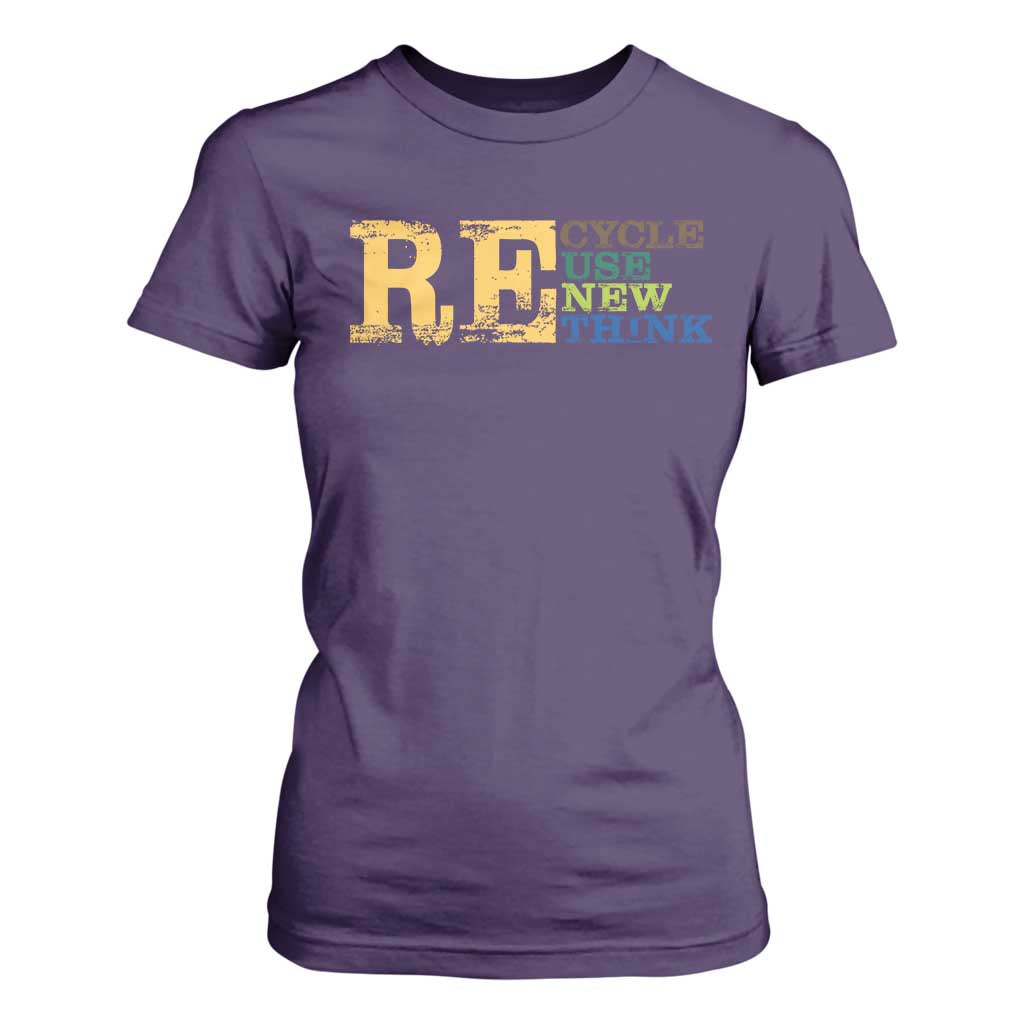Retro Earth Day T Shirt For Women Recycle Reuse Renew Rethink Protect Earth