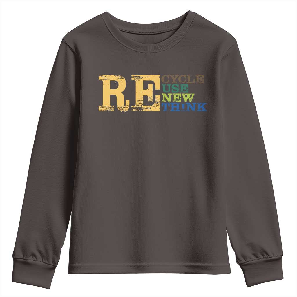 Retro Earth Day Youth Sweatshirt Recycle Reuse Renew Rethink Protect Earth