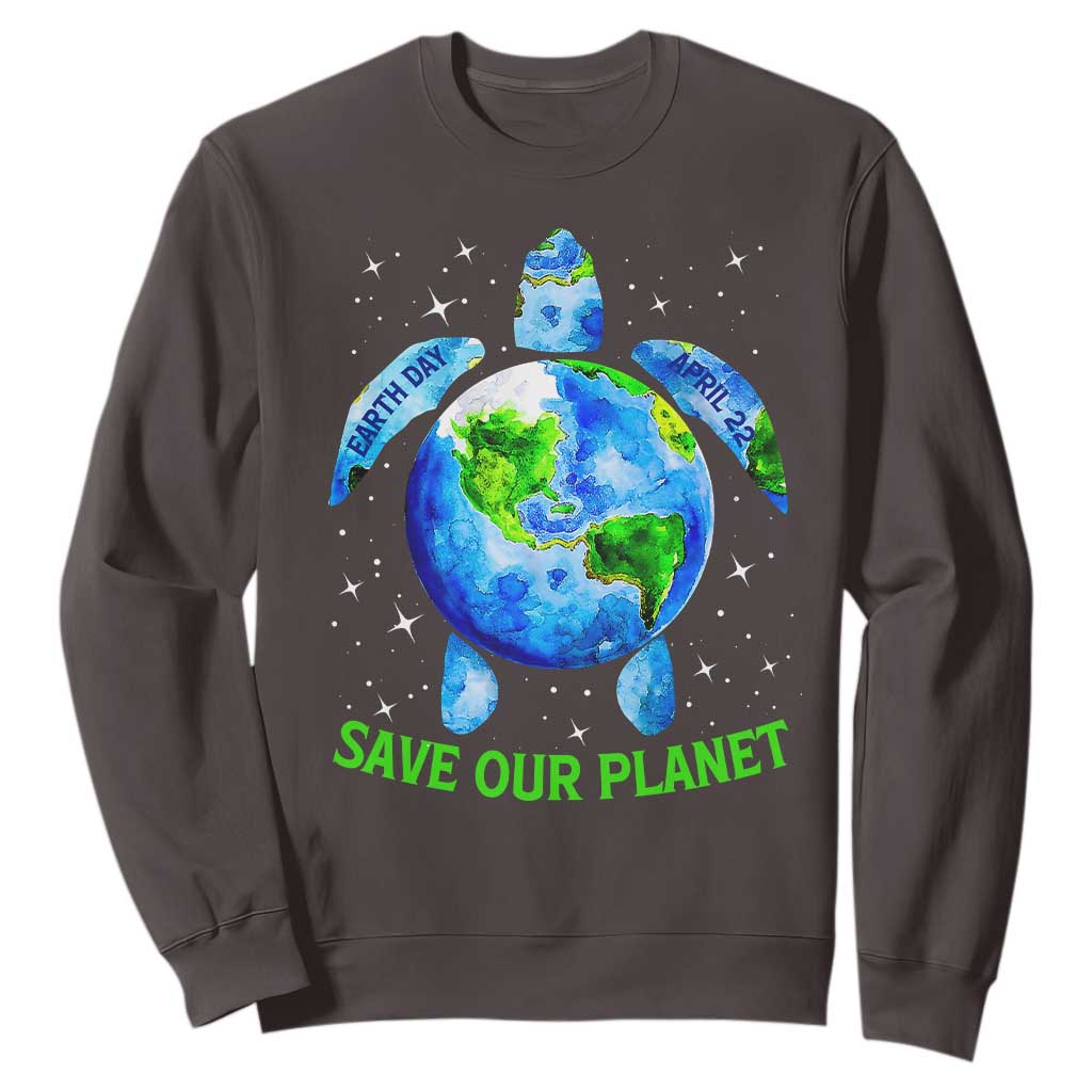 Earth Day 2025 Sweatshirt Save The Planet Sea Turtle Recycle Ocean Environment