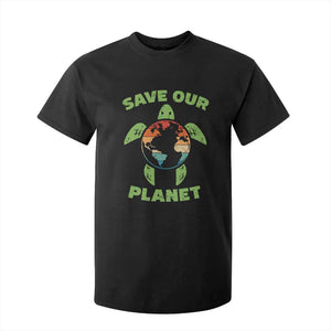 Retro Earth Day T Shirt For Kid Save Our Planet Sea Turtle Recycle Ocean Environment